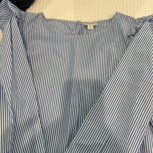 J. Crew Blue and White Striped Blouse